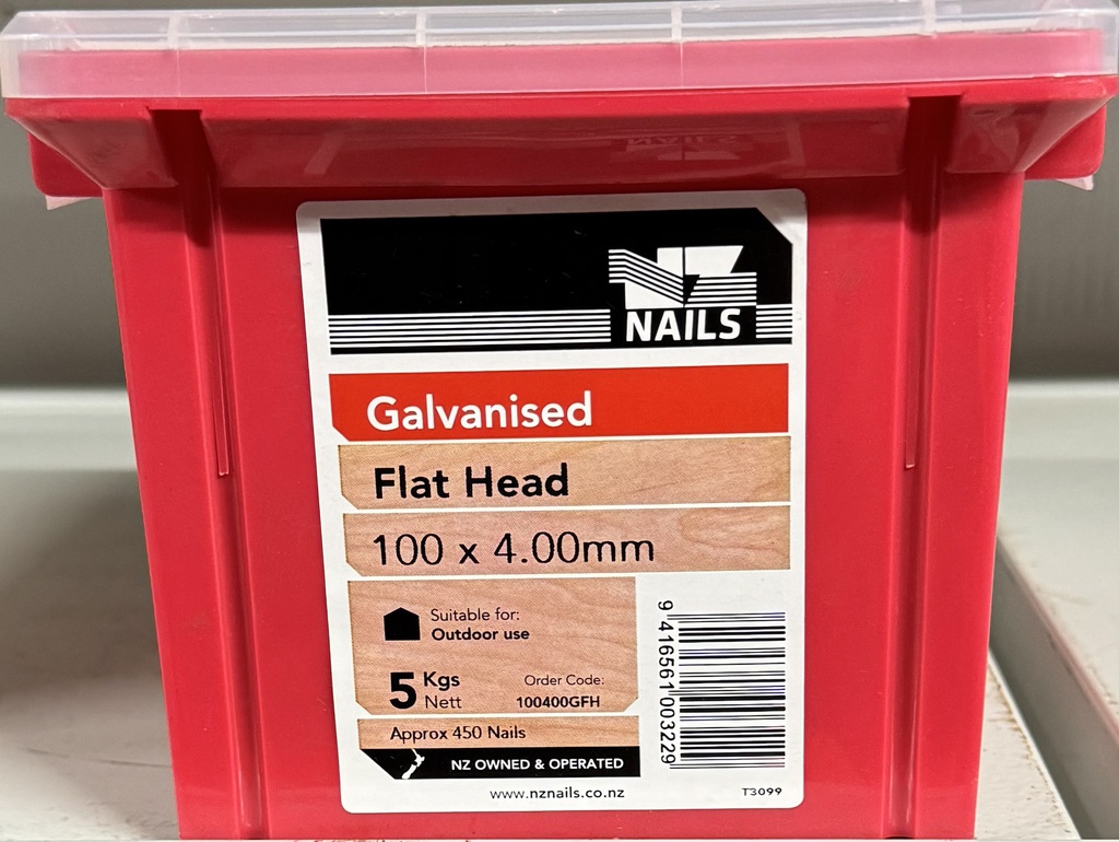 NAIL 5kg 100 x 4.0MM  GALV FLAT HEAD