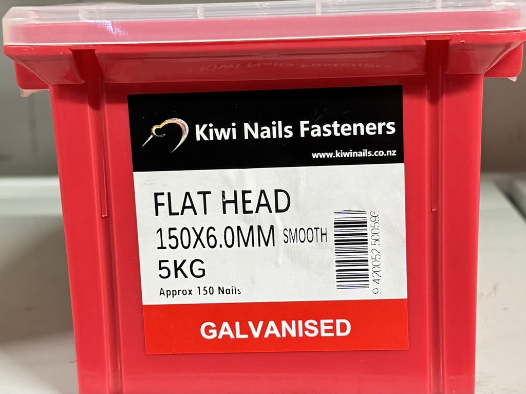 [106756] NAIL 5kg 150 x 6.0MM  GALV FLAT HEAD
