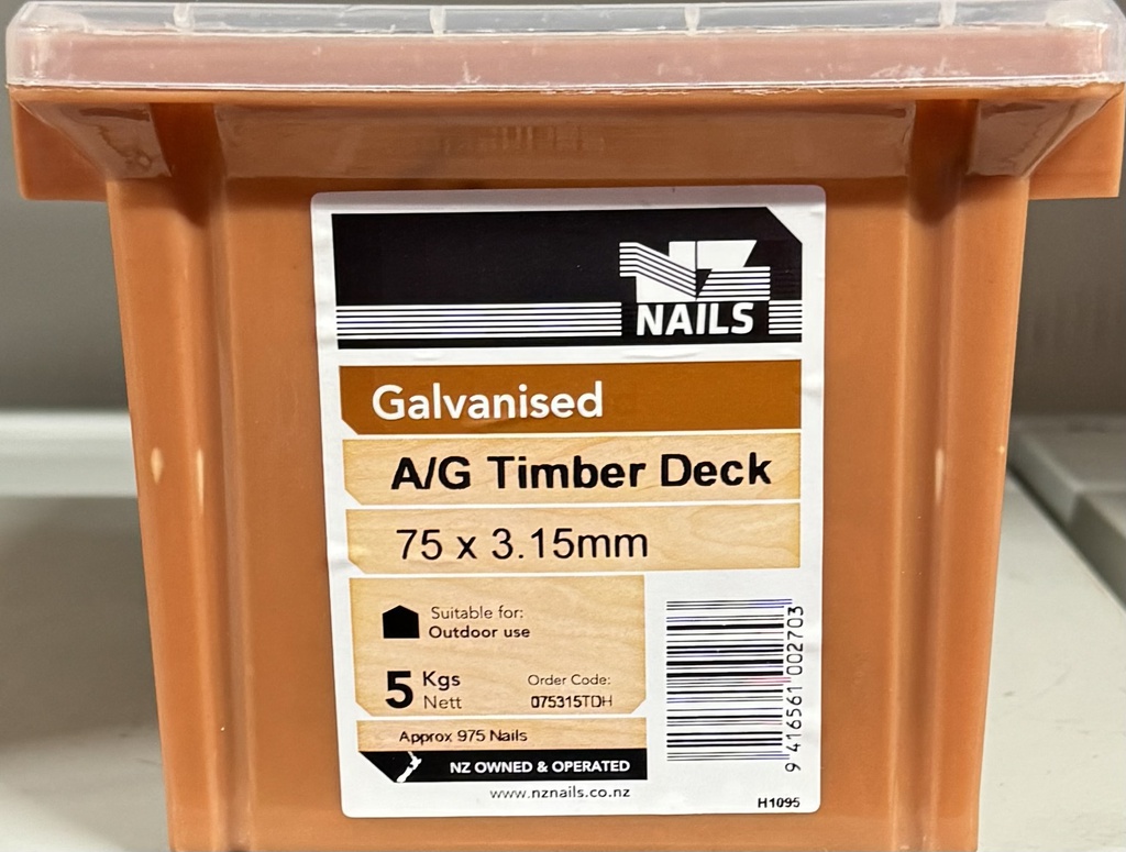 NAIL 5KG  75 x 3.15MM GALV DECKING A/G