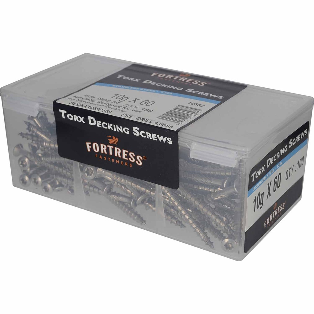 SCREW 10 X 60 COUNTERSUNK DECKSCREW S/S 100 MSL