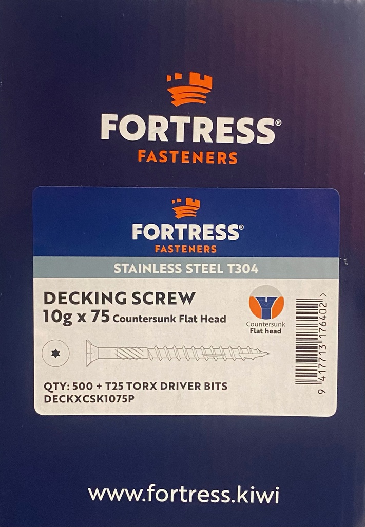 SCREW 10 X 75 COUNTERSUNK DECKSCREW S/S 1000 MSL