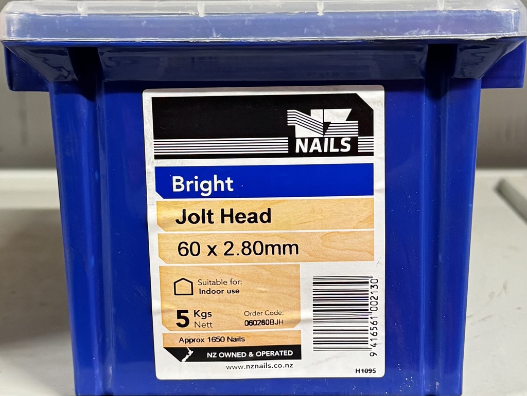 NAIL 5KG  60 x 2.8MM  BRIGHT STEEL JOLT HEAD
