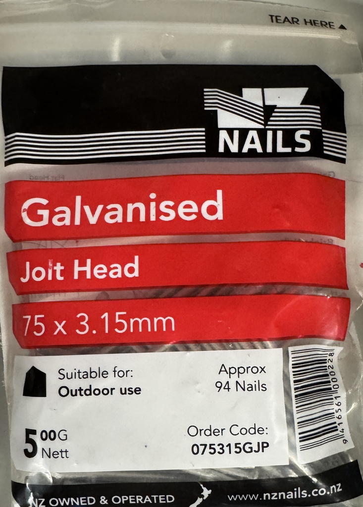 NAIL 500g  75 x 3.15mm GALV JH
