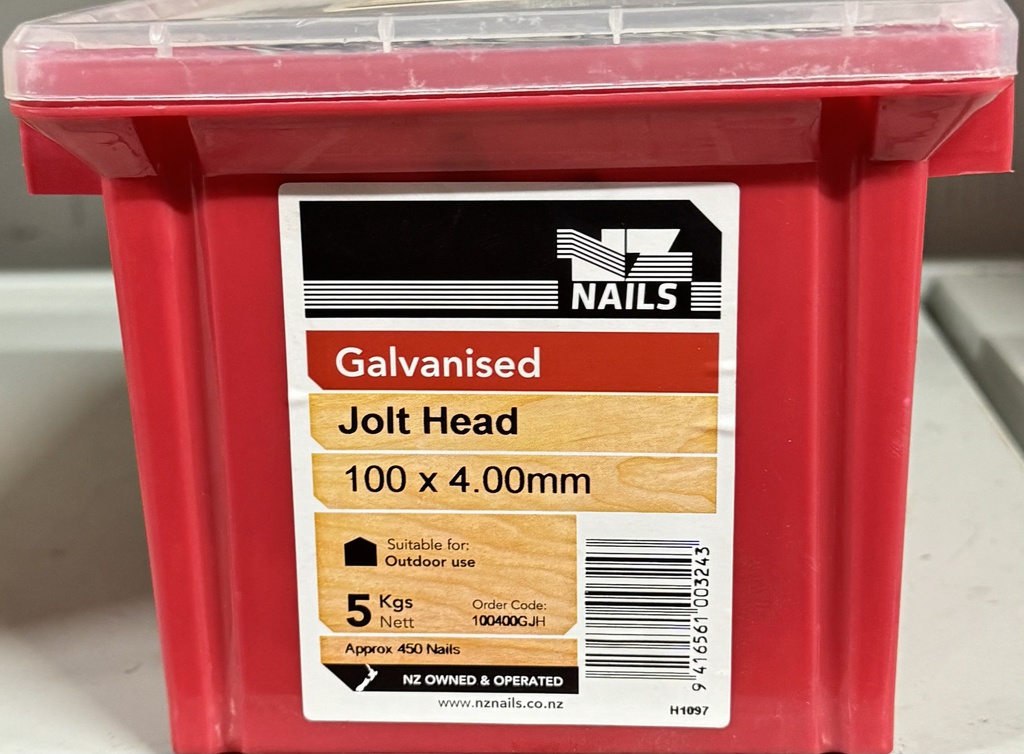 NAIL 5kg 100 x 4.0MM  GALV JOLT HEAD