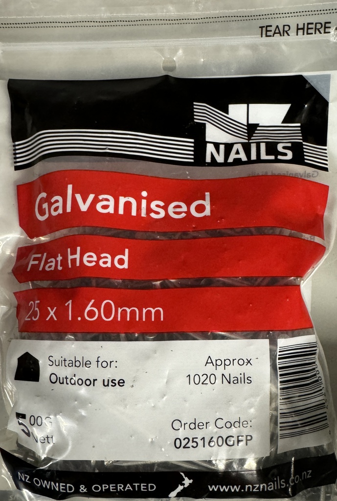 [106894] NAIL 500g  25 x 1.6mm  GALV FH