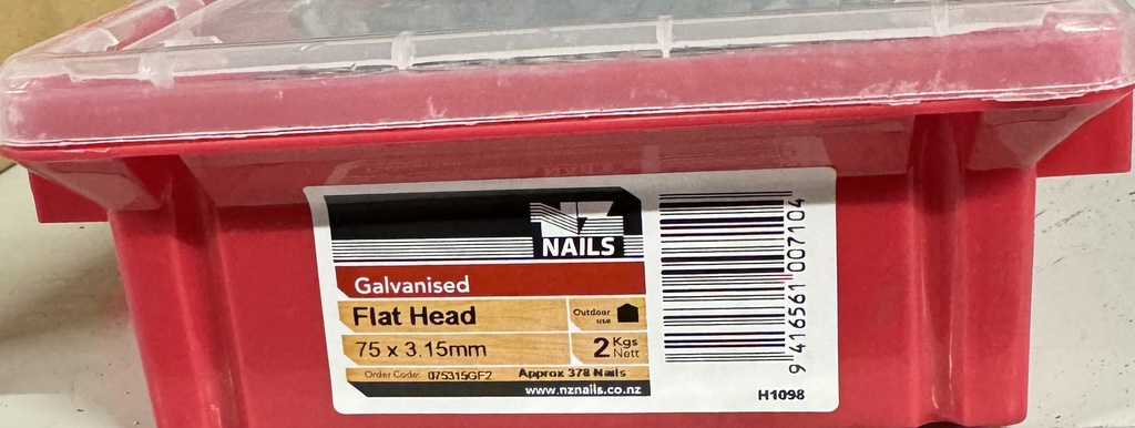 NAIL 2KG  75 x 3.15mm GALV FLAT