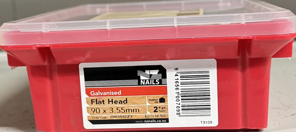 [090355GF2] NAIL 2KG  90 x 3.55mm GALV FLAT