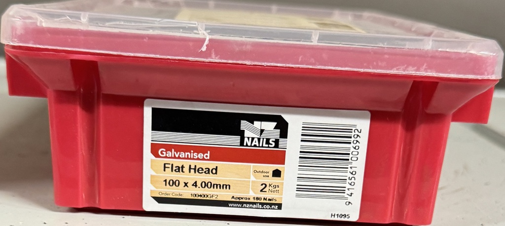 NAIL 2KG 100 x 4.00mm GALV FLAT