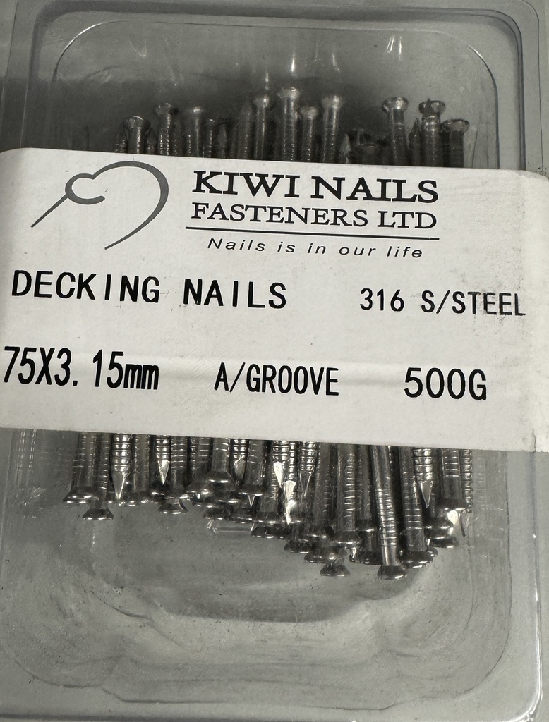 [104171] NAIL 500g  75 x 3.15mm S/S DECKING A/G