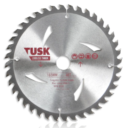 TUSK TUNGSTEN CARBIDE CORDLESS TIMBER BLADE 165MM X 1.3 / 0.9 X 24T X 20/16