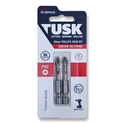 [104709] TUSK TORSION BITS PH2 50mm 2pc