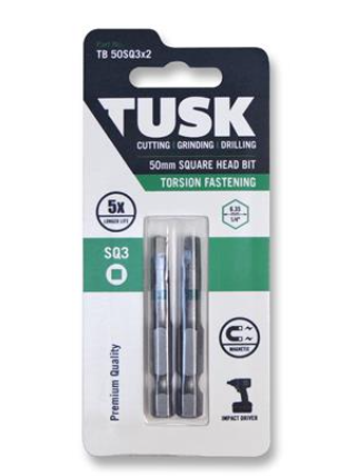 TUSK TORSION BITS SQ3 50mm 2pc