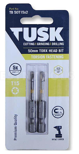[TB 50T15x2] TUSK TORSION BITS TORX 15 50mm 2pc