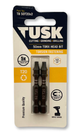 TUSK TORSION BITS TORX 20 50mm 2pc