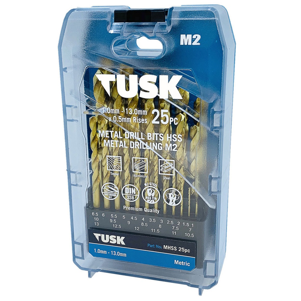 TUSK COMBALT METAL DRILL BIT SET - 25PC