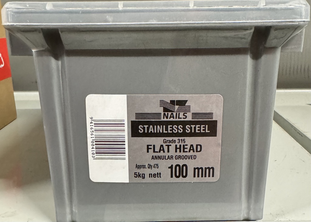 [101656] NAIL 5KG 100MM STAINLESS STEEL A/G FLAT HEAD