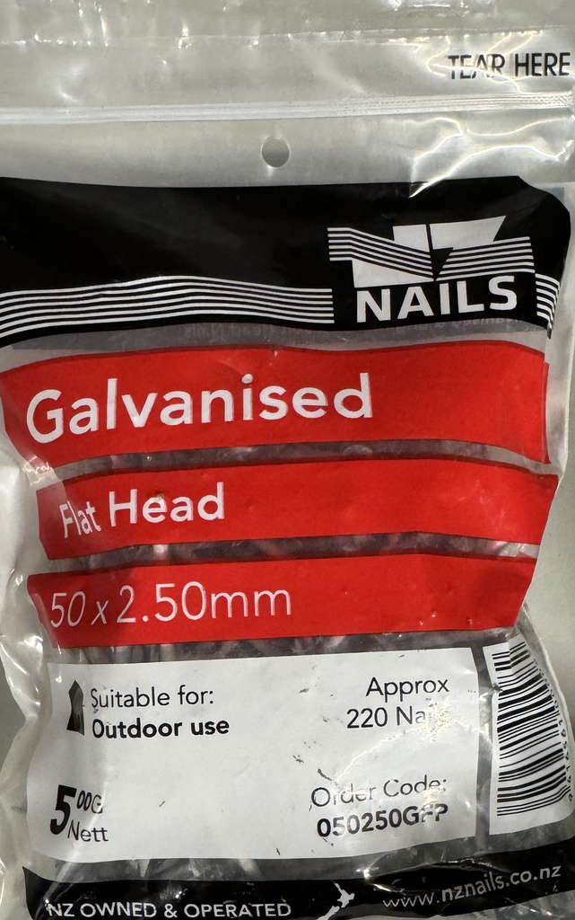 [104143] NAIL 500g  50 x 2.5mm  GALV FH
