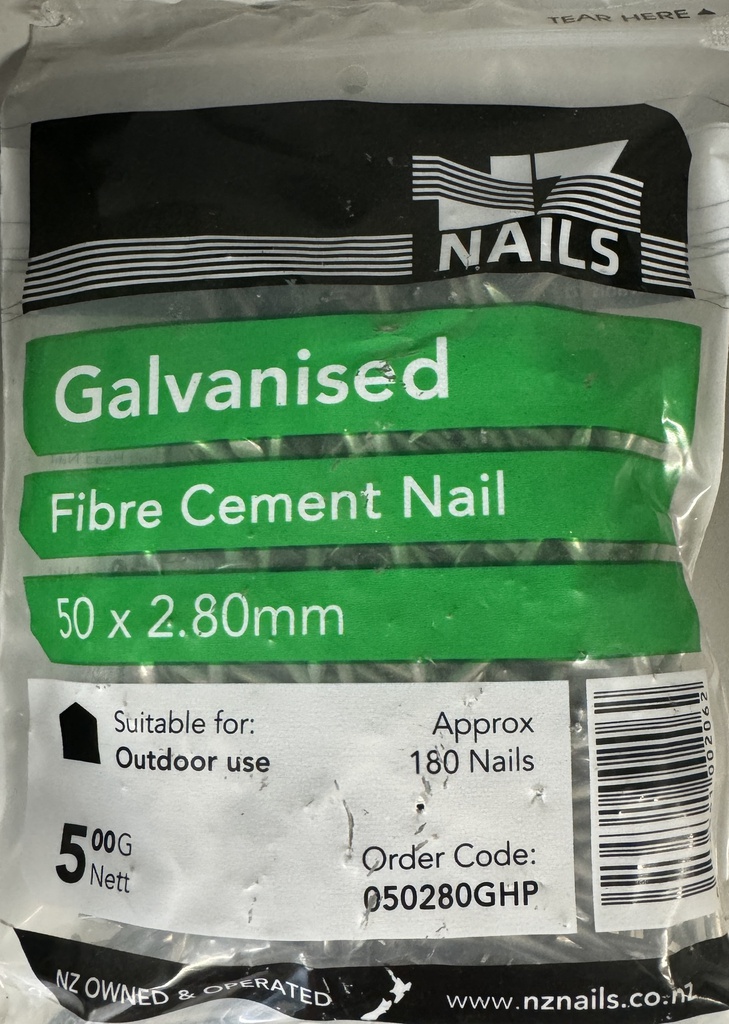 [050280GHP] NAIL 500g  50 x 2.8mm  FIBRE CEMENT
