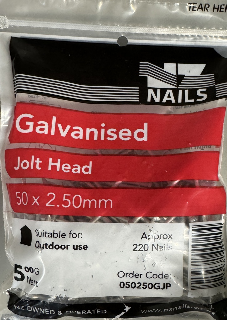 NAIL 500g  50 x 2.5mm  GALV JH