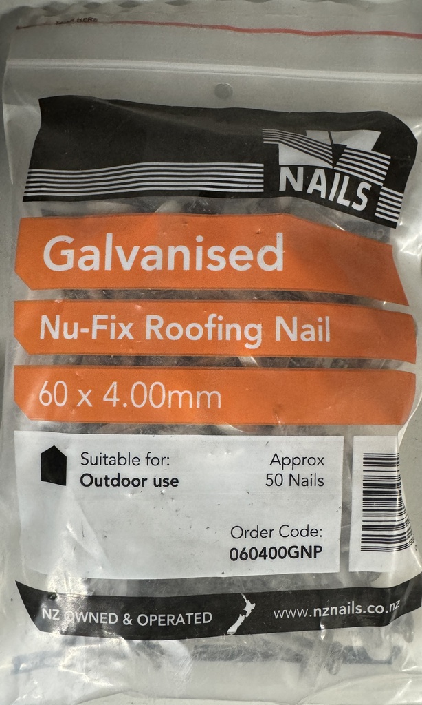 NAIL 500g  60 x 4.0mm ROOFING (PKT 50)