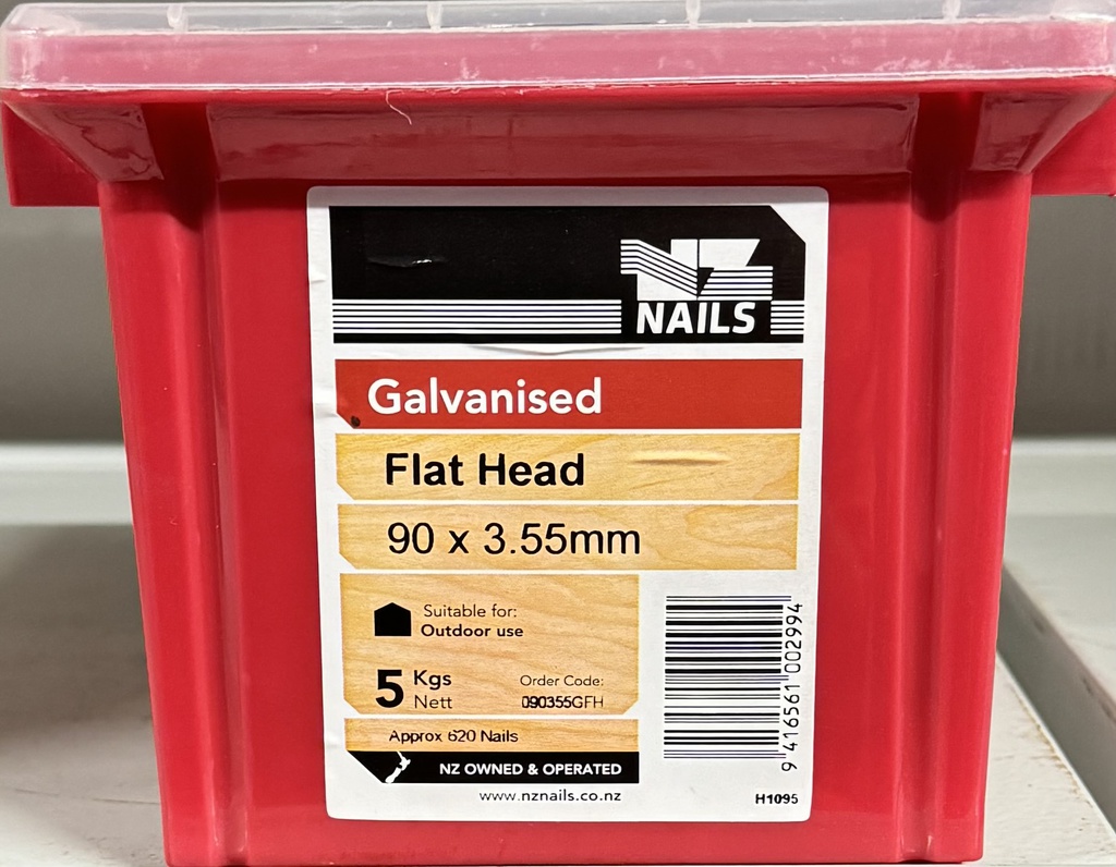 NAIL 5KG  90 x 3.55MM GALV FLAT HEAD