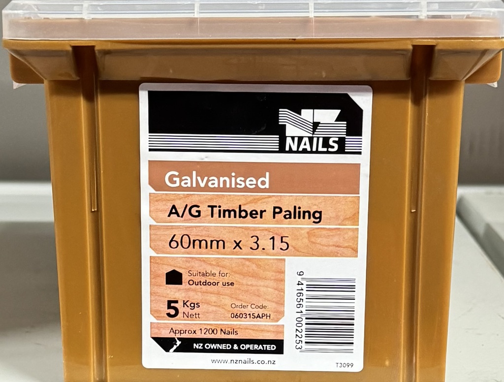 NAIL 5kg  60 x 3.15MM GALV PALING