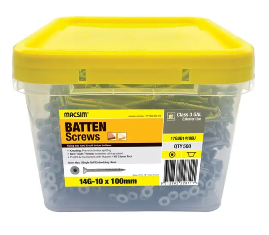 SCREW BATTEN 14 x 100 GALV BOX OF 500