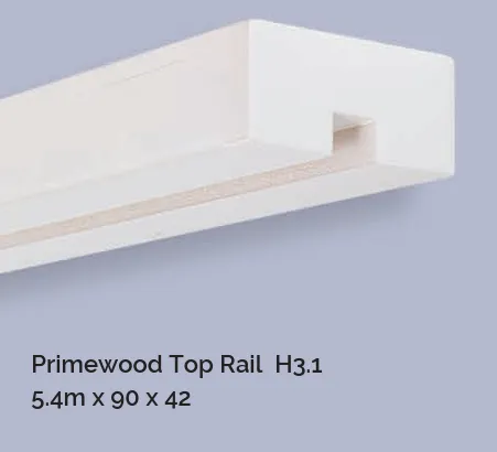 PRIMEWOOD TOP RAIL FINGER JOINTED H3.1 PP 100X50 (90X42) X5400MM