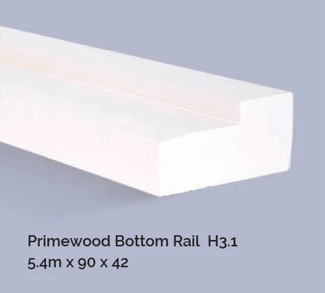 PRIMEWOOD BOTTOM RAIL FINGER JOINTED H3.1 PP 100X50 (90X42) X5400MM