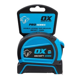 [OX-T505208] OX TRADE DOUBLE LOCKING TAPE MEASURE - 8M/25MM